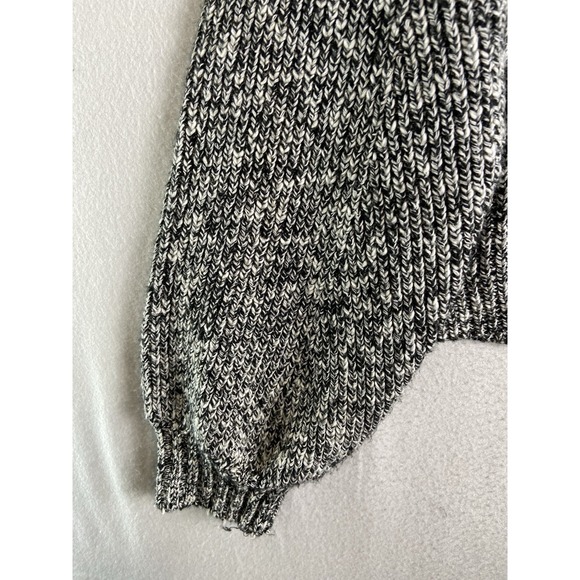 Evereve Women M BlackWhite Marled Chunky Knit Button Front Cardigan Sweater Cozy - Picture 7 of 13